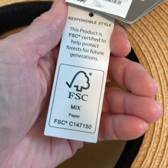 Style & Co Tan Straw Sun Floppy Beach Hat With  bow String tie Adjustable - Picture 7 of 10